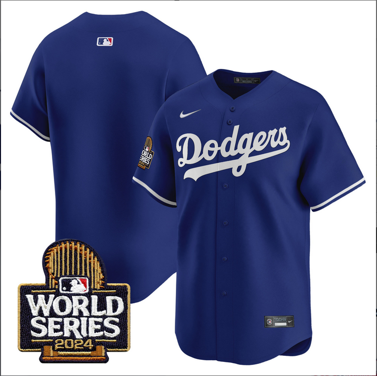 Men MLB Los Angeles Dodgers blue white 2024 World Series Champions Patch Limited Jersey20241105->los angeles dodgers->MLB Jersey